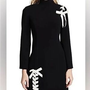 Cinq à Sept Black Dress with White Bow Accents